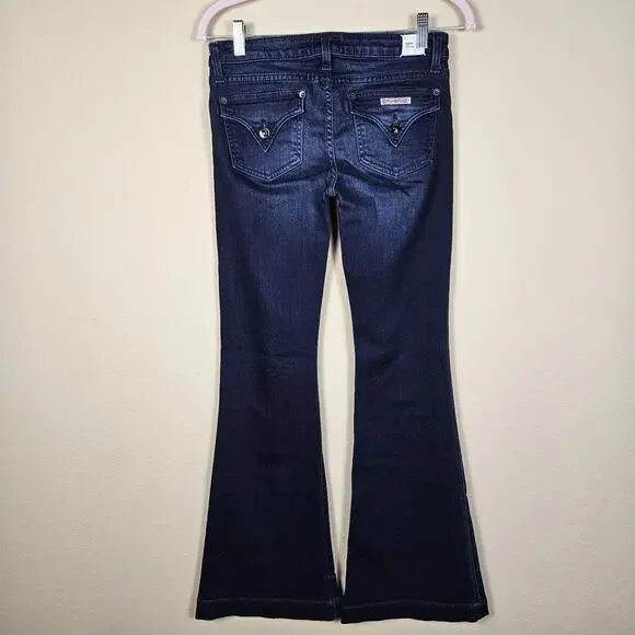 Hudson Ferris Flare Jeans Womens Dark Wash Stretch Denim Flap Pocket Low Rise 27 - Picture 2 of 16